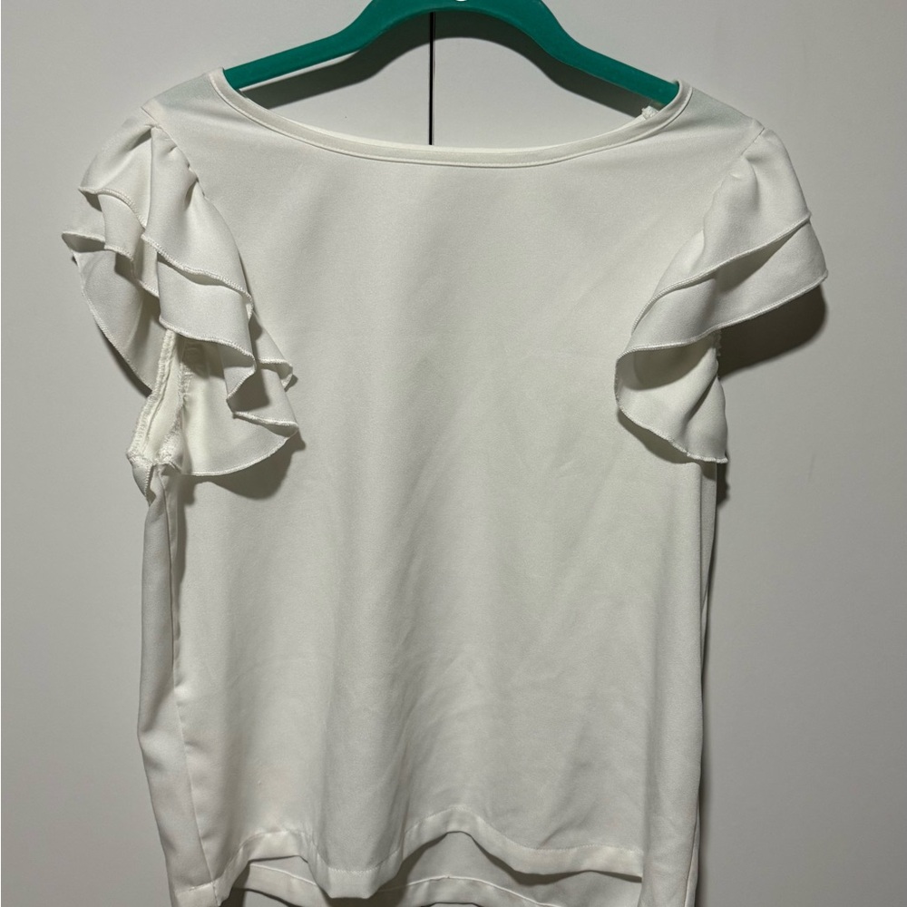 SHEIN White Ruffle Sleeve Blouse